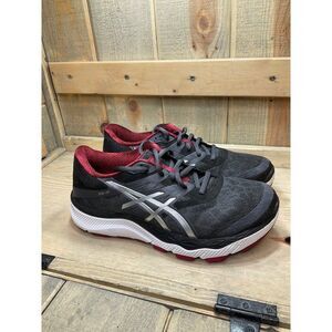 ASICS Mens T538N Black Red Running Shoes Sneakers Size 8 EU41.5